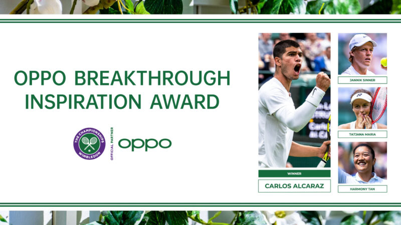 ร่วมแสดงความยินดี Carlos Alcaraz คว้ารางวัล OPPO Breakthrough Inspiration Award ในการแข่งขัน Wimbledon 2022