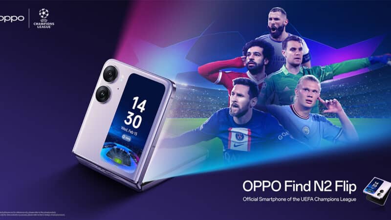 OPPO Find N2 Flip เตรียมเปิดตัวเป็นสมาร์ตโฟนสนับสนุน UEFA Champions League อย่างเป็นทางการวันที่ 15 กุมภาพันธ์ นี้