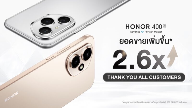 HONOR 400 Series กวาดยอดขายทะลุเป้า ยอดจองพุ่ง 2.6 เท่า