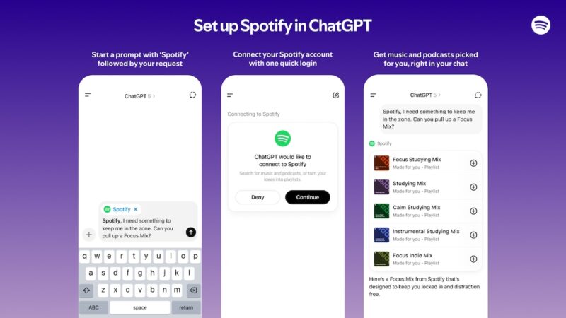 Spotify อัปเกรดฟีเจอร์ ค้นหาและรับคำแนะนำเพลงและพอดแคสต์ผ่านการแชทใน ChatGPT ได้แล้ว