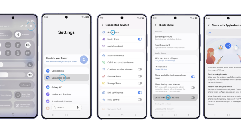 ซัมซุงอัปเดตฟีเจอร์ Quick Share บน Galaxy S26 Series ส่งรูปและไฟล์ไป iOS ได้โดยไม่ต้องติดตั้งแอปเพิ่ม